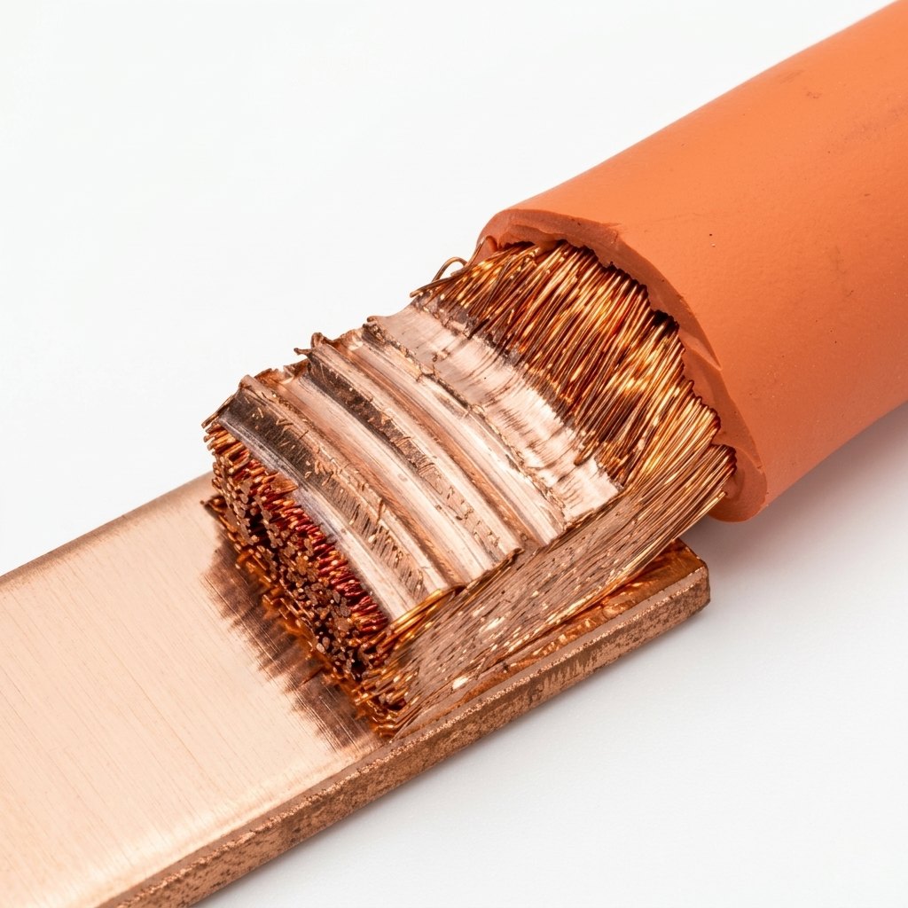 Ultrasonically welded copper harness and busbar